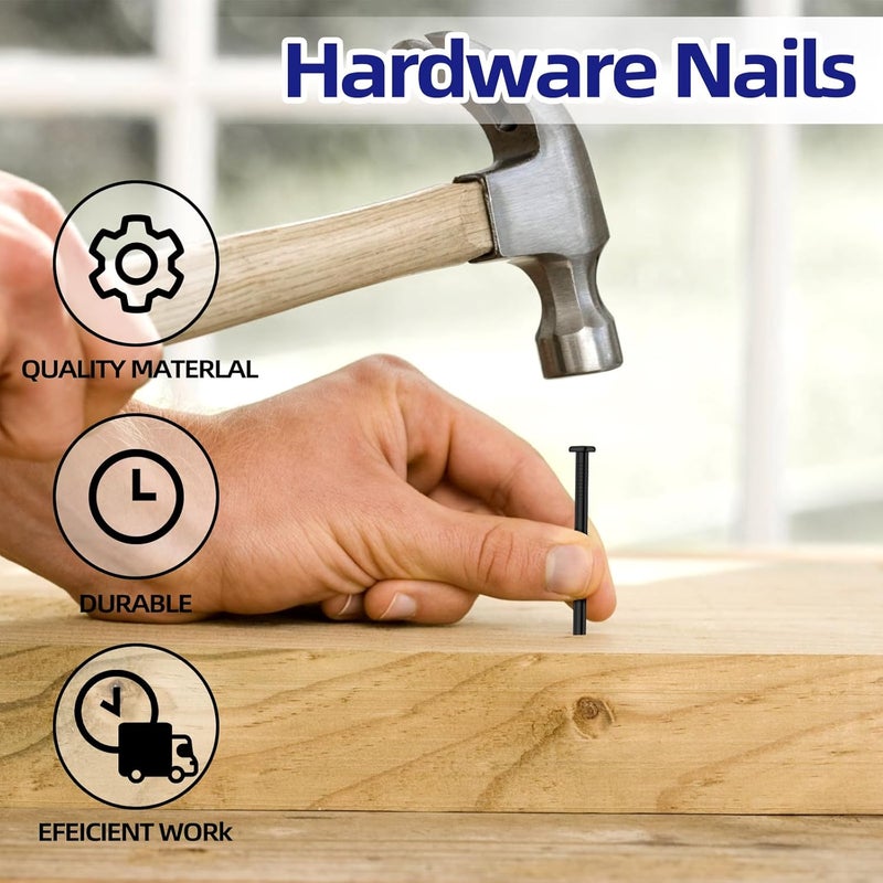 Etauwe 1-1/2 Inch Black Carbon Steel Hardware Nails, 300 PCS Common Nails for Woodworking Projects - Image 4